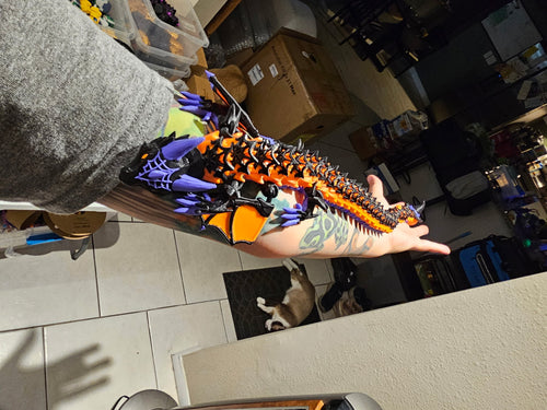 Articulated Halloween Dragon – Orange, Purple & Black